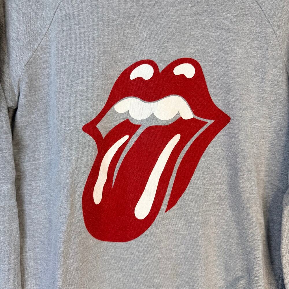 T&B Rolling Stones Tongue Logo Sweatshirt Gray Crewneck Longsleeve Size Small - Picture 3 of 6